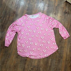 Chic Soul Pink Candy Heart Long Sleeve Top